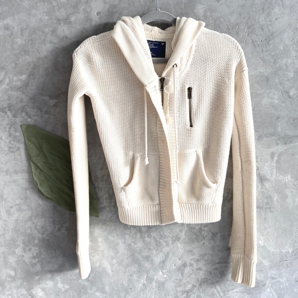 American Eagle sweater jacket with hoodie